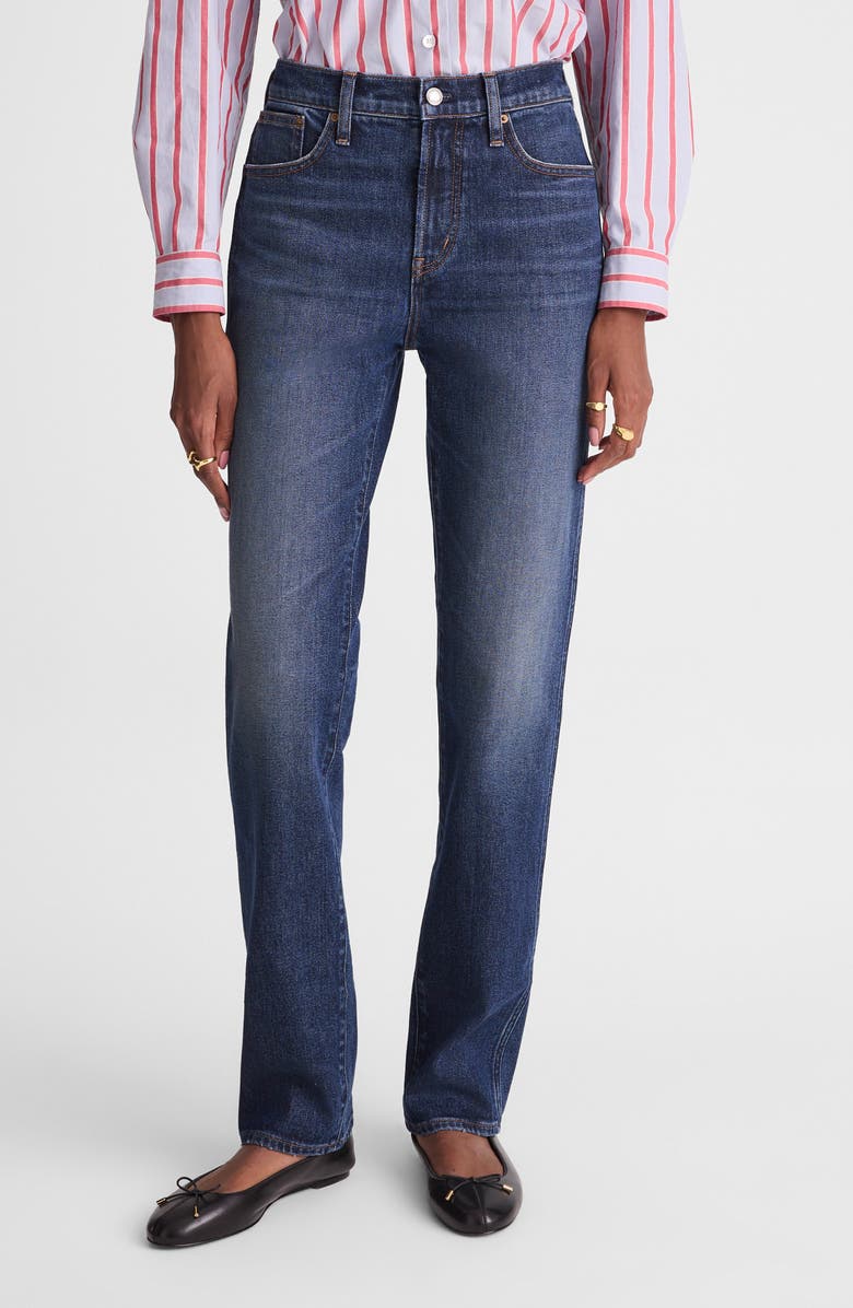 Madewell The Longline Straight Leg Jeans, Main, color, Midnight Waters Wash