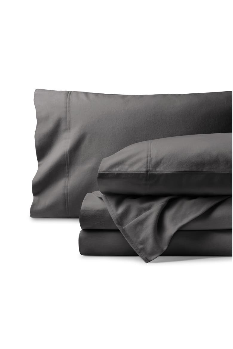 100% Organic Cotton Flannel Sheet Set - Full XL, Main, color, Grey