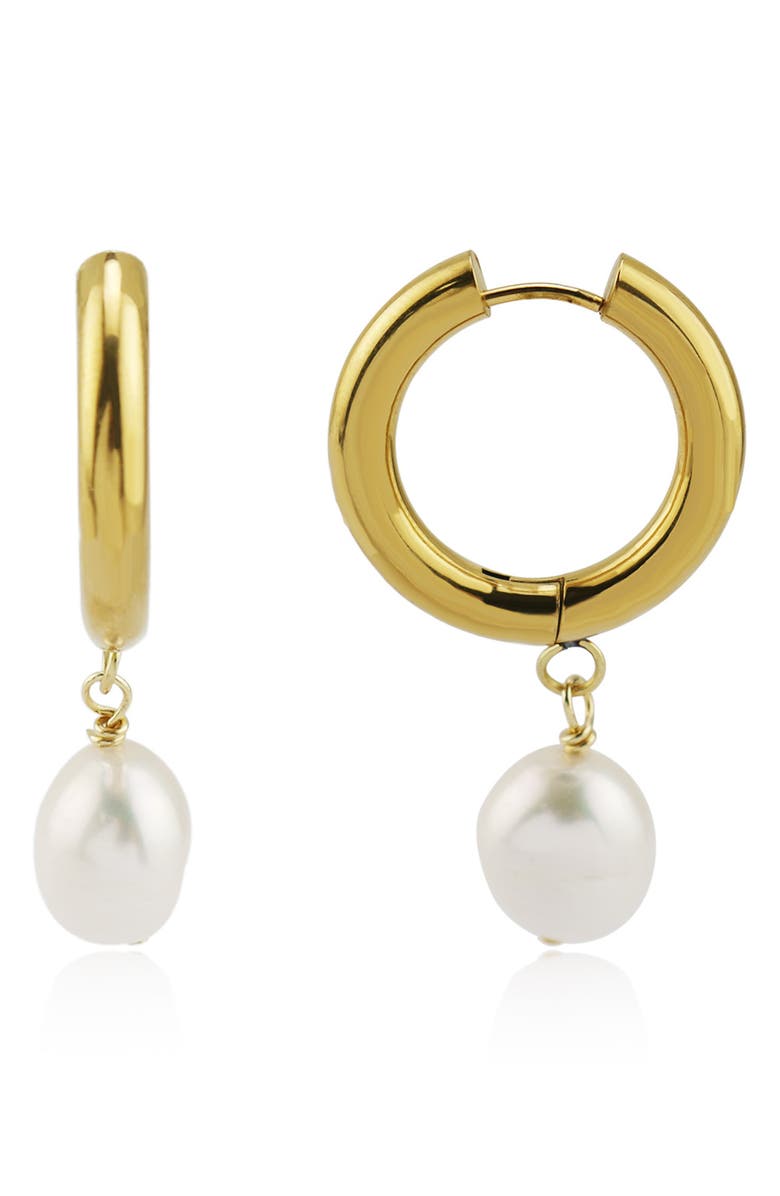 REBL Faux Pearl Drop Earrings, Main, color, Gold