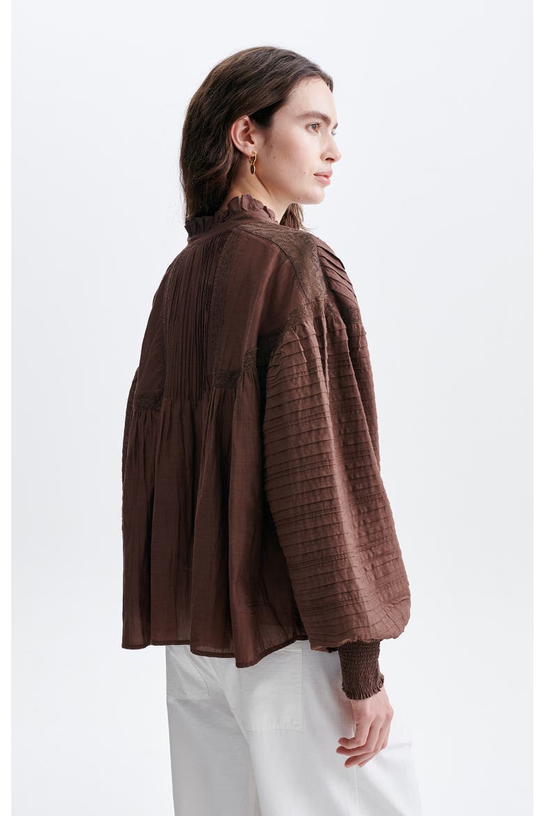 Dahlia High Neck Lace Blouse, Alternate, color, Marron