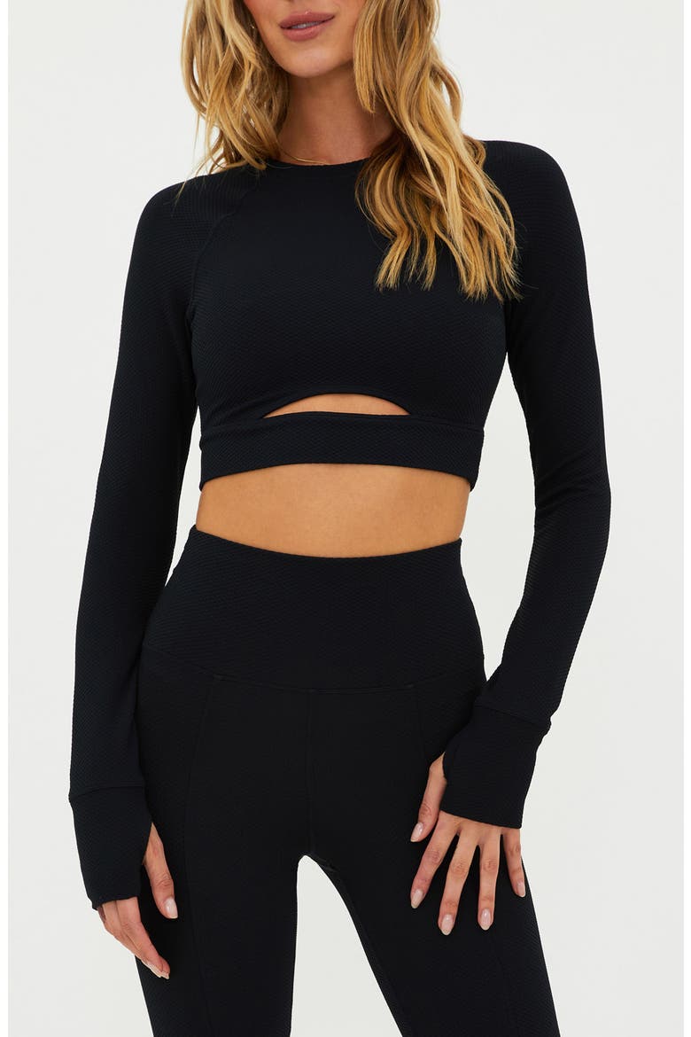Francine Crop Top, Main, color, BLACK WAFF