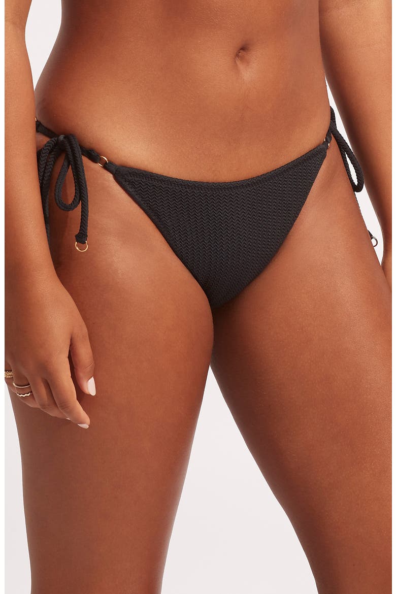 Rio Side Tie Bikini Bottoms, Alternate, color, BLACK