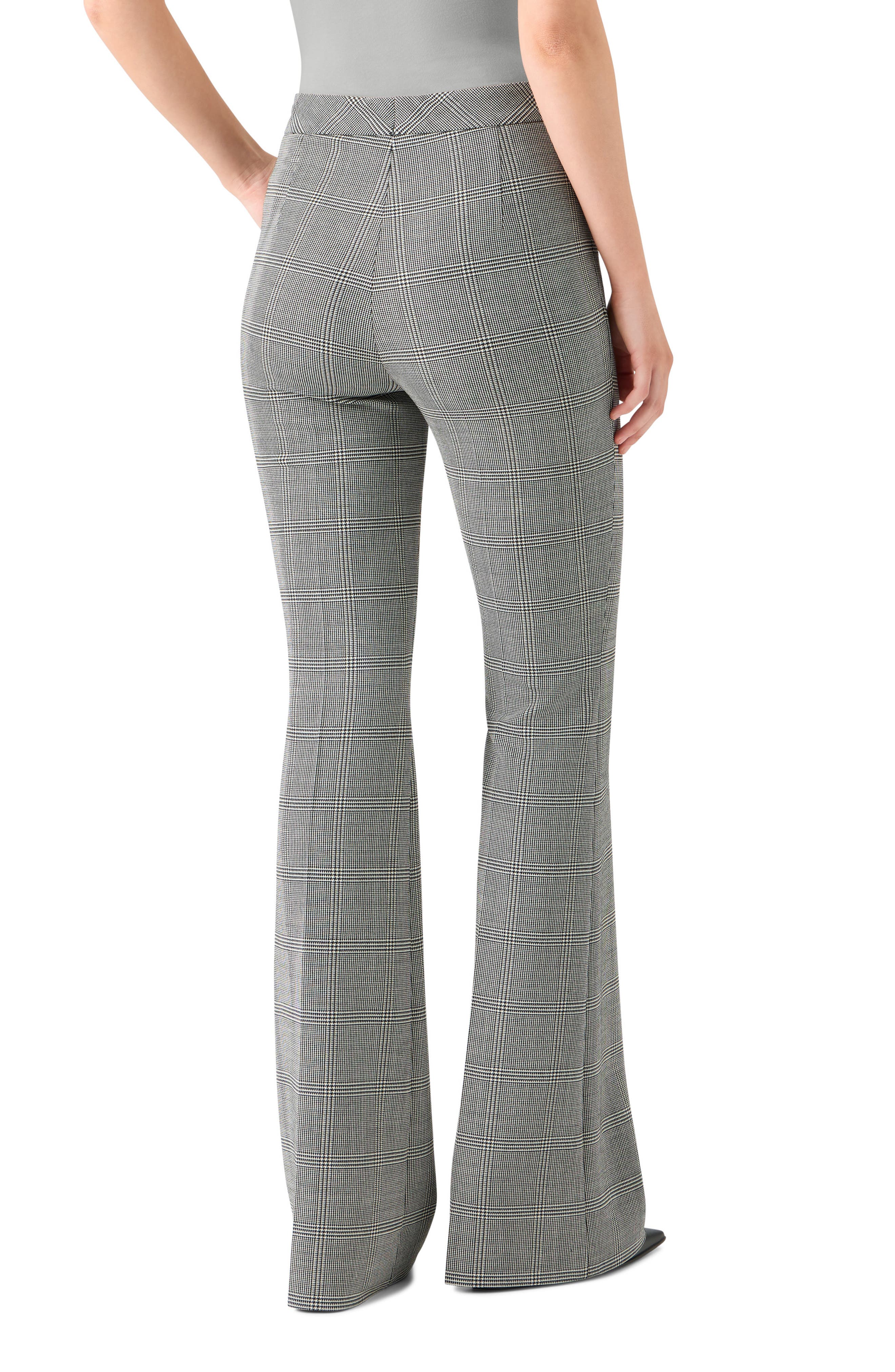 Farida Check Stretch Virgin Wool Flare Leg Pants - image 2