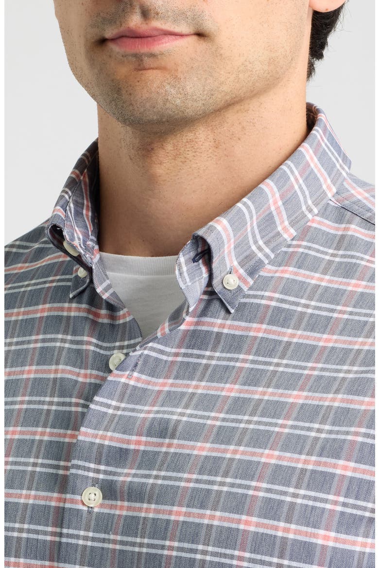 Basswood Plaid Performance Long Sleeve Button Down Shirt, Alternate, color, NAVY