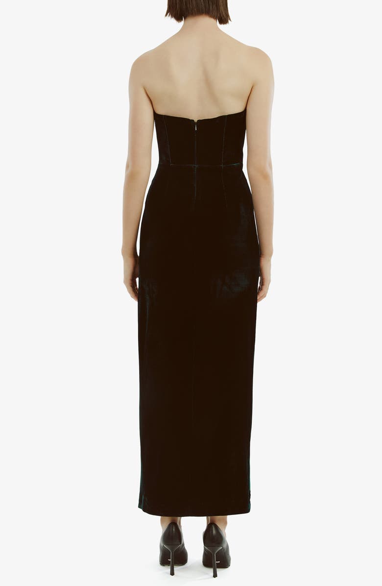 Bardot Everlasting Strapless Velour Cocktail Midi Dress, Alternate, color, Emerald Green