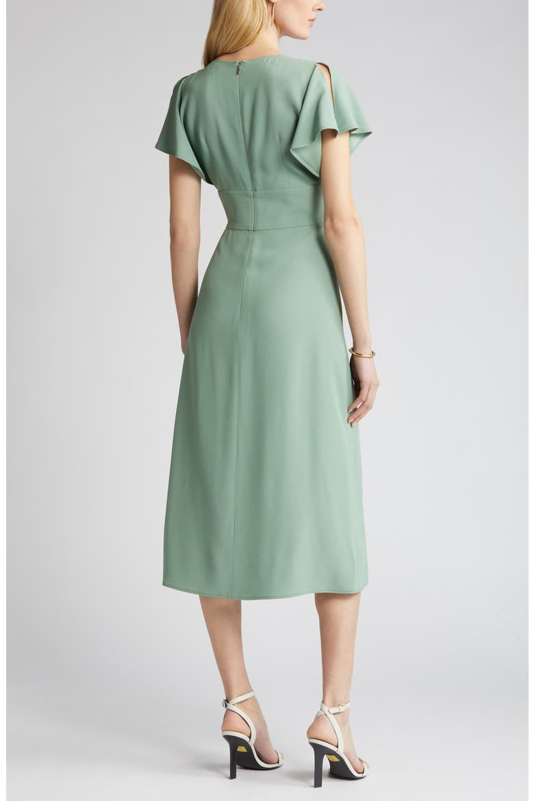 Dawinga Flutter Sleeve A-Line Dress, Alternate, color, COOL GREEN