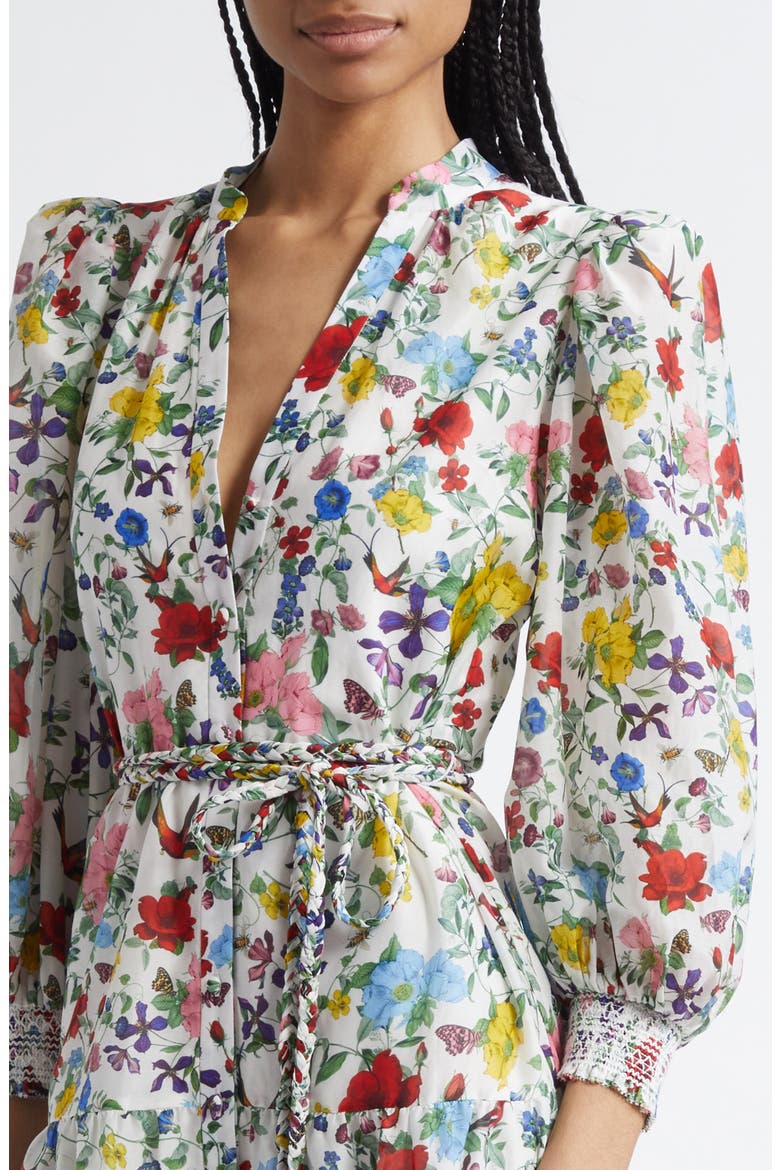 Antonette Floral Belted Cotton & Silk Minidress, Alternate, color, DOLLHOUSE