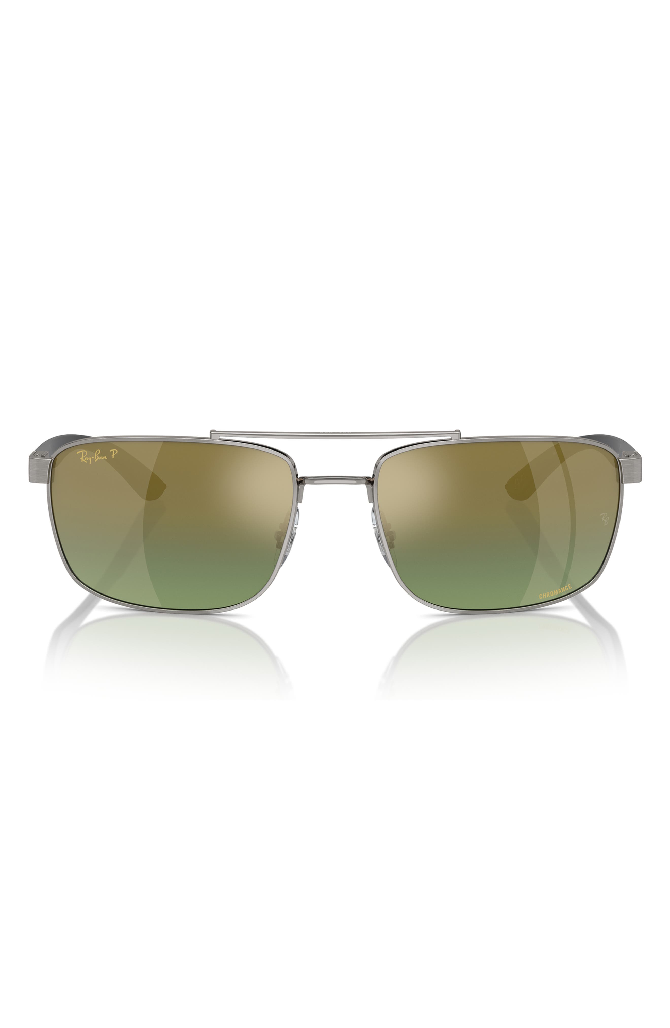 Ray-Ban 60mm Polarized Rectangular Sunglasses