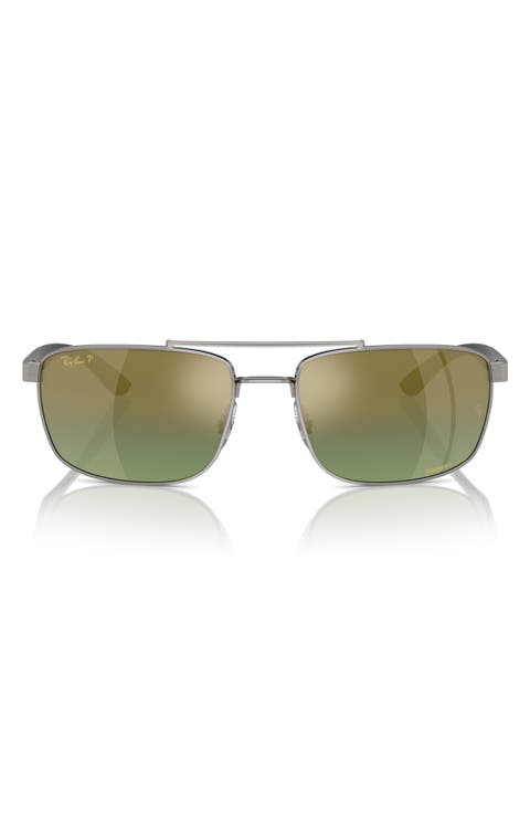 60mm Polarized Rectangular Sunglasses
