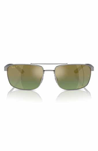 Ray-Ban 60mm Polarized Rectangular Sunglasses