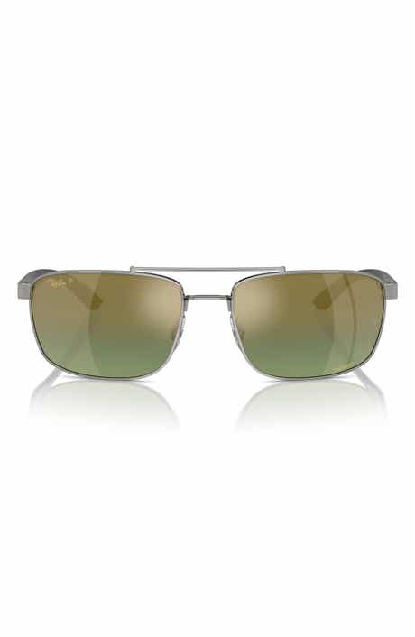 Ray-Ban 60mm Polarized Rectangular Sunglasses