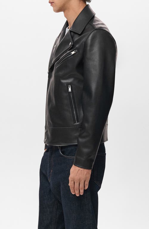 Mango Faux Leather Moto Jacket In Black
