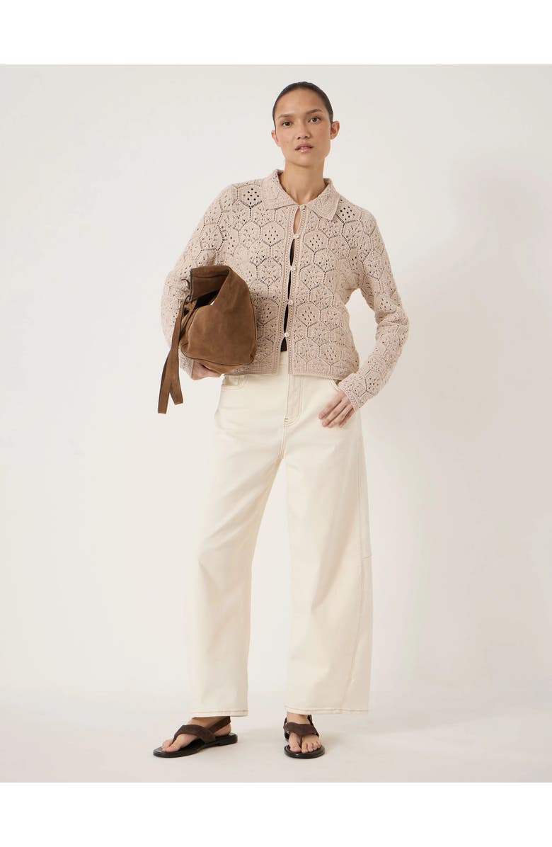 Hush Crochet Cotton Long Sleeve Cardigan, Alternate, color, Ecru White
