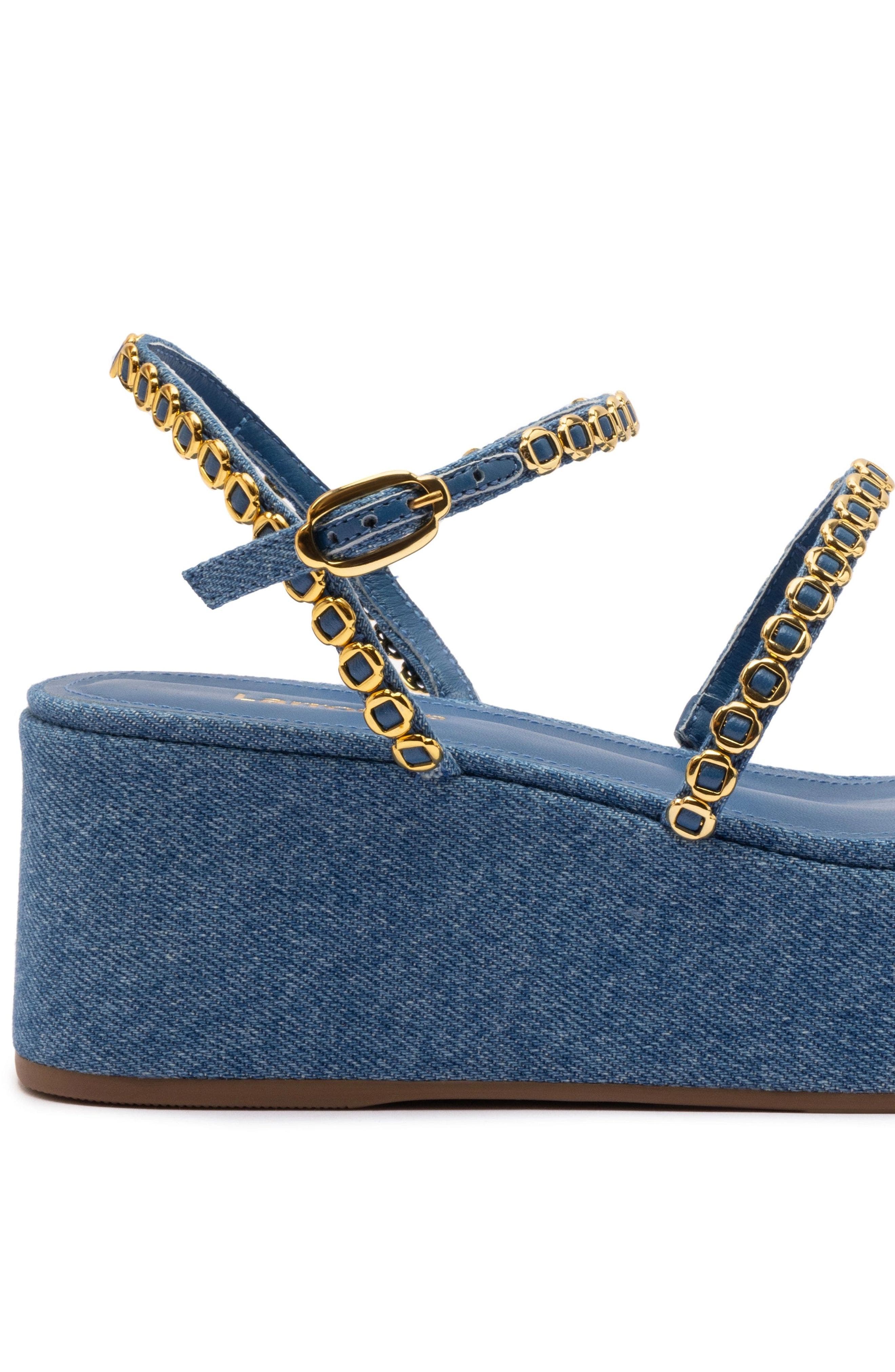 Larroudé Gio Milanina Flatform Sandal, Alternate, color, Blue