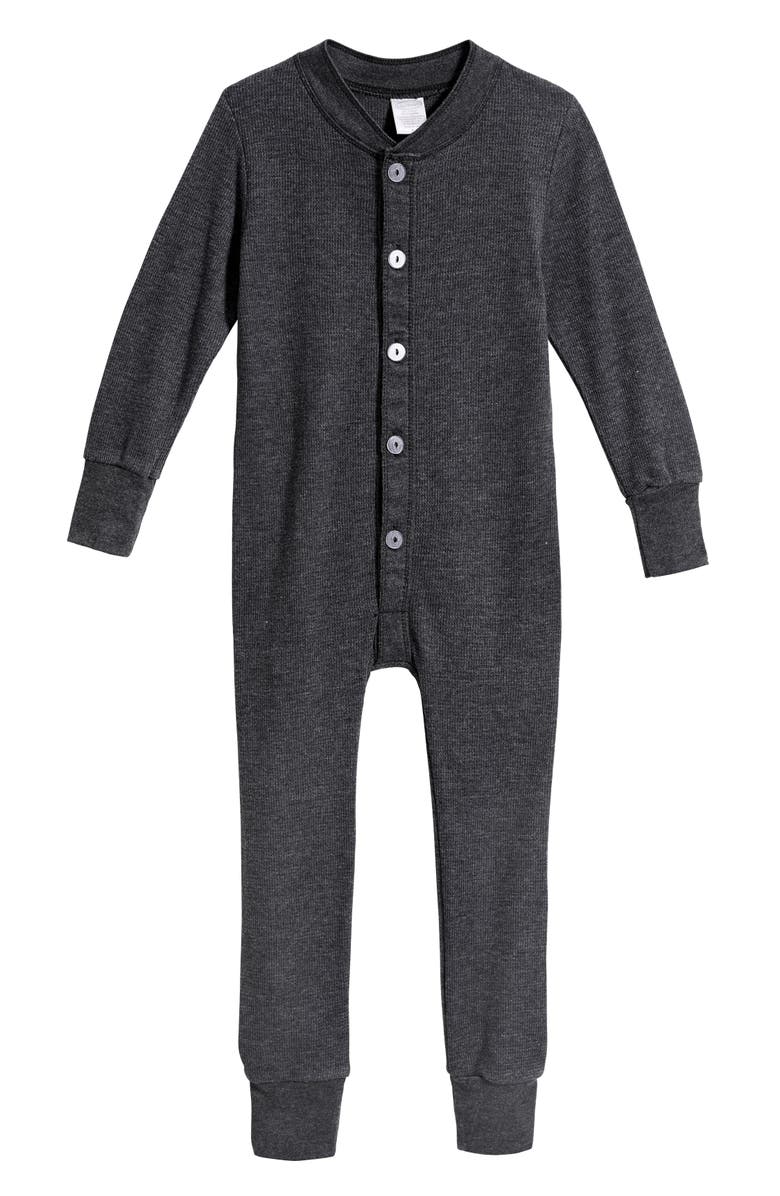 CITY THREADS Kids' Soft & Cozy Thermal One-Piece Union Christmas Outfit Suit, Alternate, color, Black