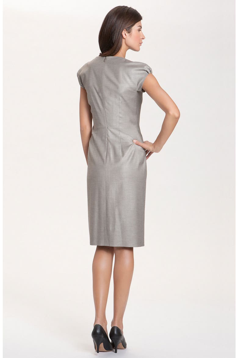 HUGO BOSS Pleat Neck Sheath Dress, Alternate, color, LEMONGRASS