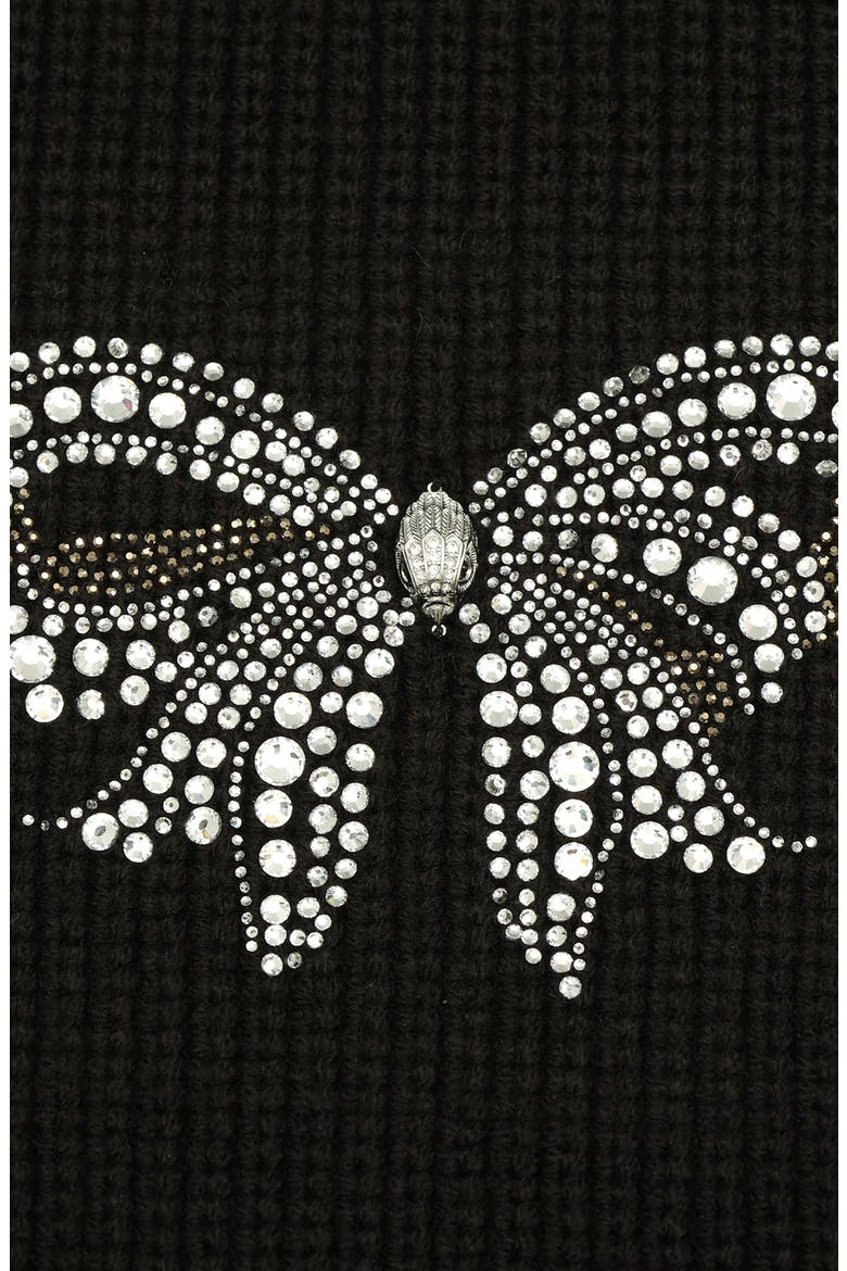 Crystal Bow Scarf, Alternate, color, BLACK
