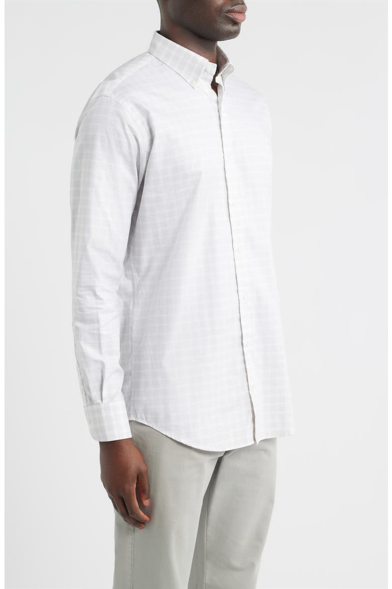 Douglas Crown Lite Check Performance Twill Button-Down Shirt, Alternate, color, TRUFFLE