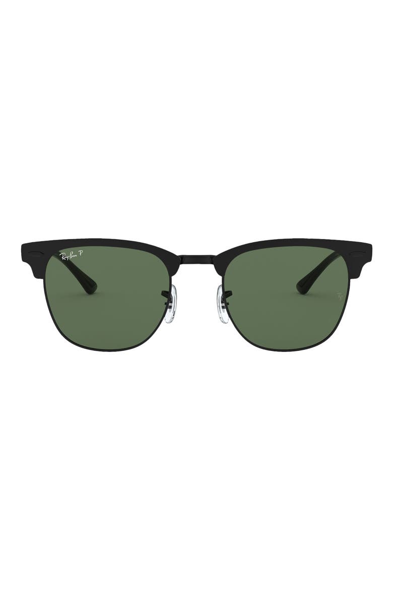Clubmaster Metal 58mm Polarized Square Sunglasses, Main, color, BLACK/ GREEN