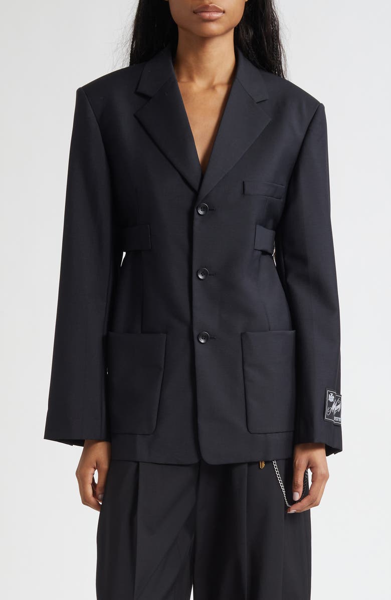 Alexander Wang Side Tab Wool & Mohair Blazer, Main, color, Black
