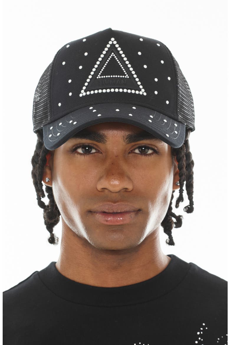 Triangle Logo Snapback Trucker Hat, Alternate, color, BLACK