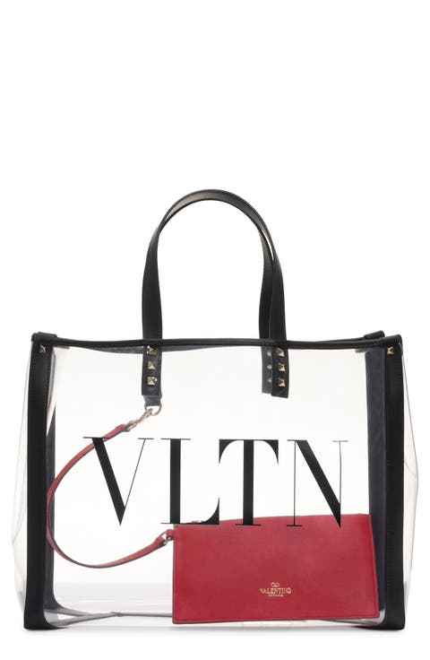 Small Grande Plage VLTN Logo Clear Tote