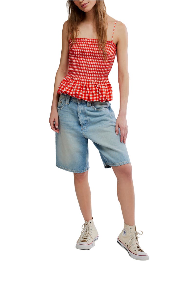 Sundance Gingham Peplum Tank, Alternate, color, RED COMBO