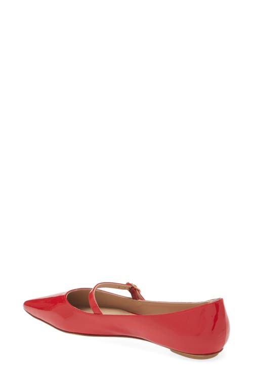 Stuart Weitzman Emilia Mary Jane Flat In Cherry Patent