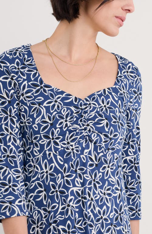 Shop Seasalt Cornwall Secret Cove Print Midi Dress In Harbour Floral Washed Marine