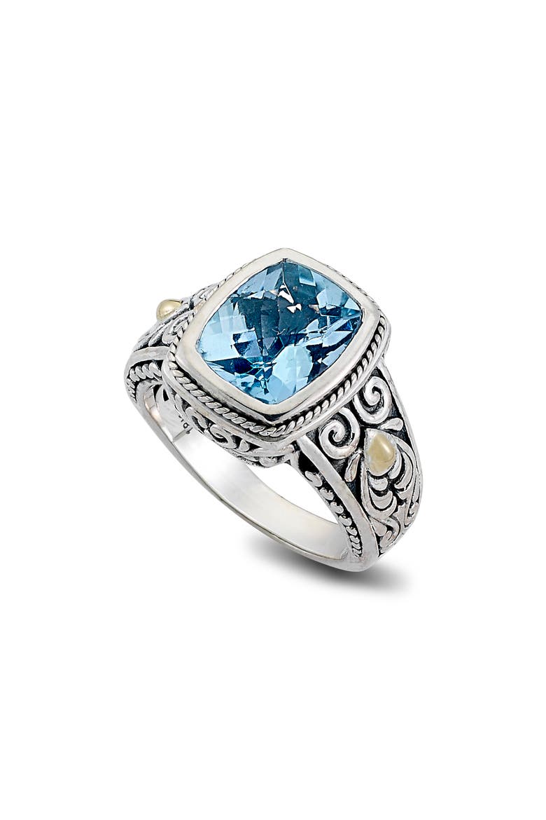 18K Gold & Sterling Silver Emerald Citrine Ring, Main, color, BLUE TOPAZ