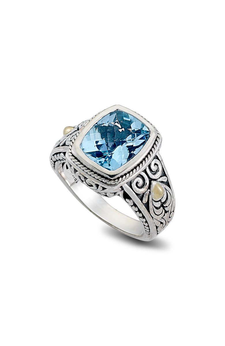 SAMUEL B. 18K Gold & Sterling Silver Emerald Citrine Ring, Main, color, Blue Topaz