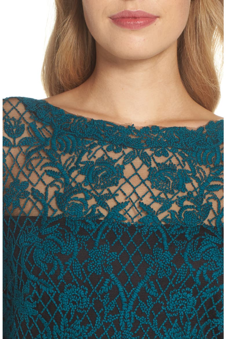 Embroidered Lace Gown, Alternate, color, PINE/ BLACK