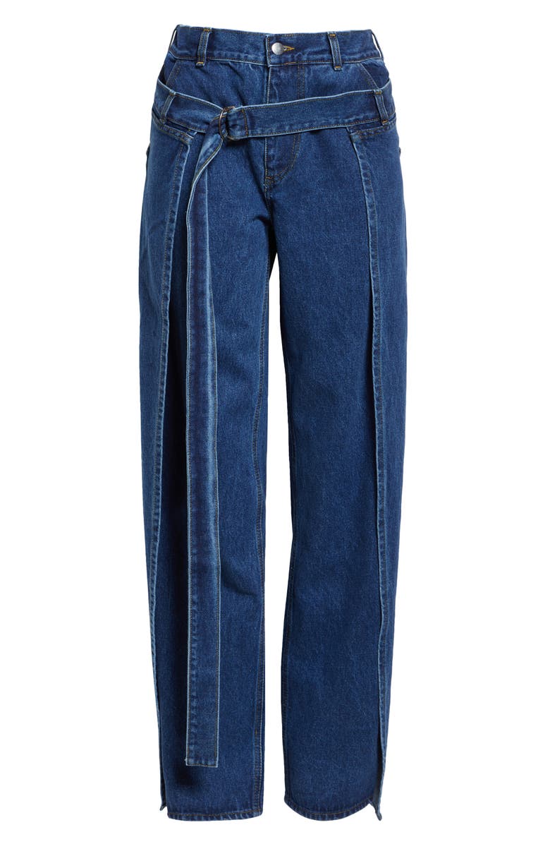 MONSE Deconstructed Wide Leg Wrap Jeans, Alternate, color, Indigo Denim