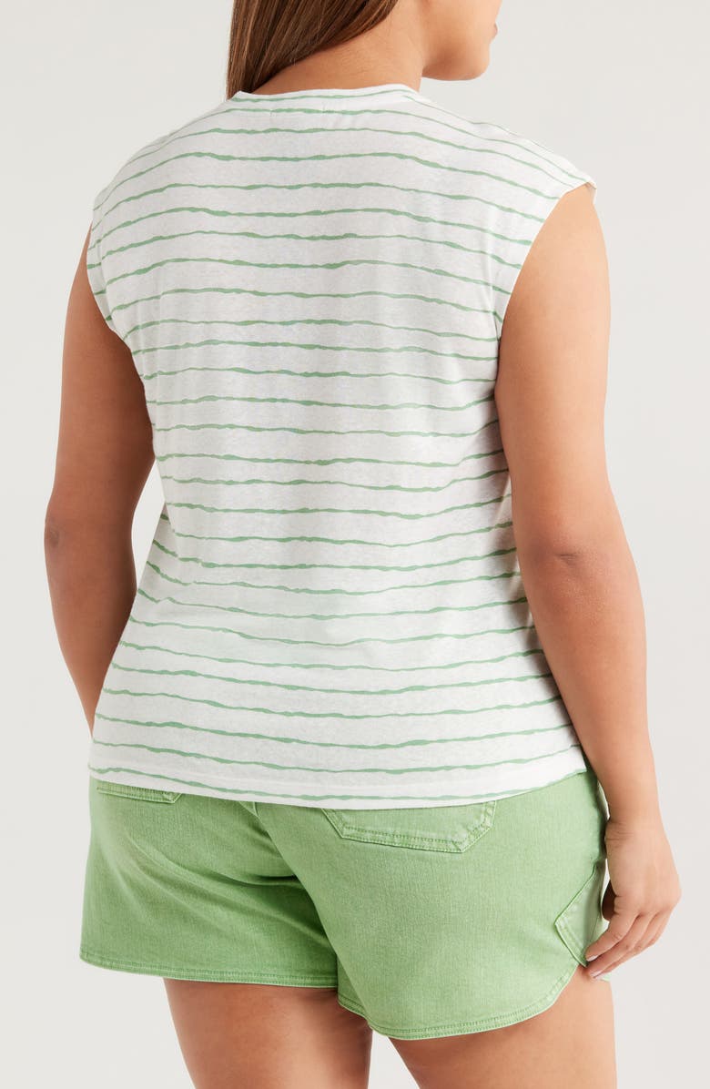 Wit & Wisdom Stripe Linen Blend T-Shirt, Alternate, color, Meadow/ Off White