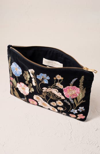Pressed Flowers Velvet Everyday Pouch