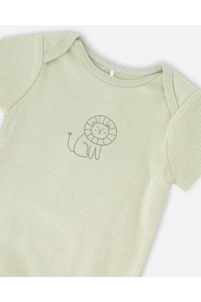 Evolutive Jersey Lion Print Bodysuit, Alternate, color, Sage Green