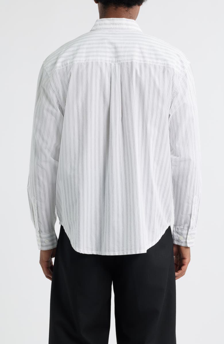 Obey Faro Pinstripe Cotton Button-Up Shirt, Alternate, color, White Multi