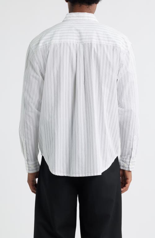 Obey Faro Pinstripe Cotton Button-up Shirt In White