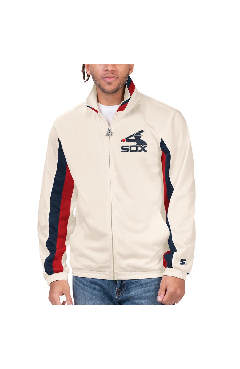 STARTER Men's Starter Cream Chicago White Sox Rebound Cooperstown Collection Full-Zip Track Jacket, Main, color, 