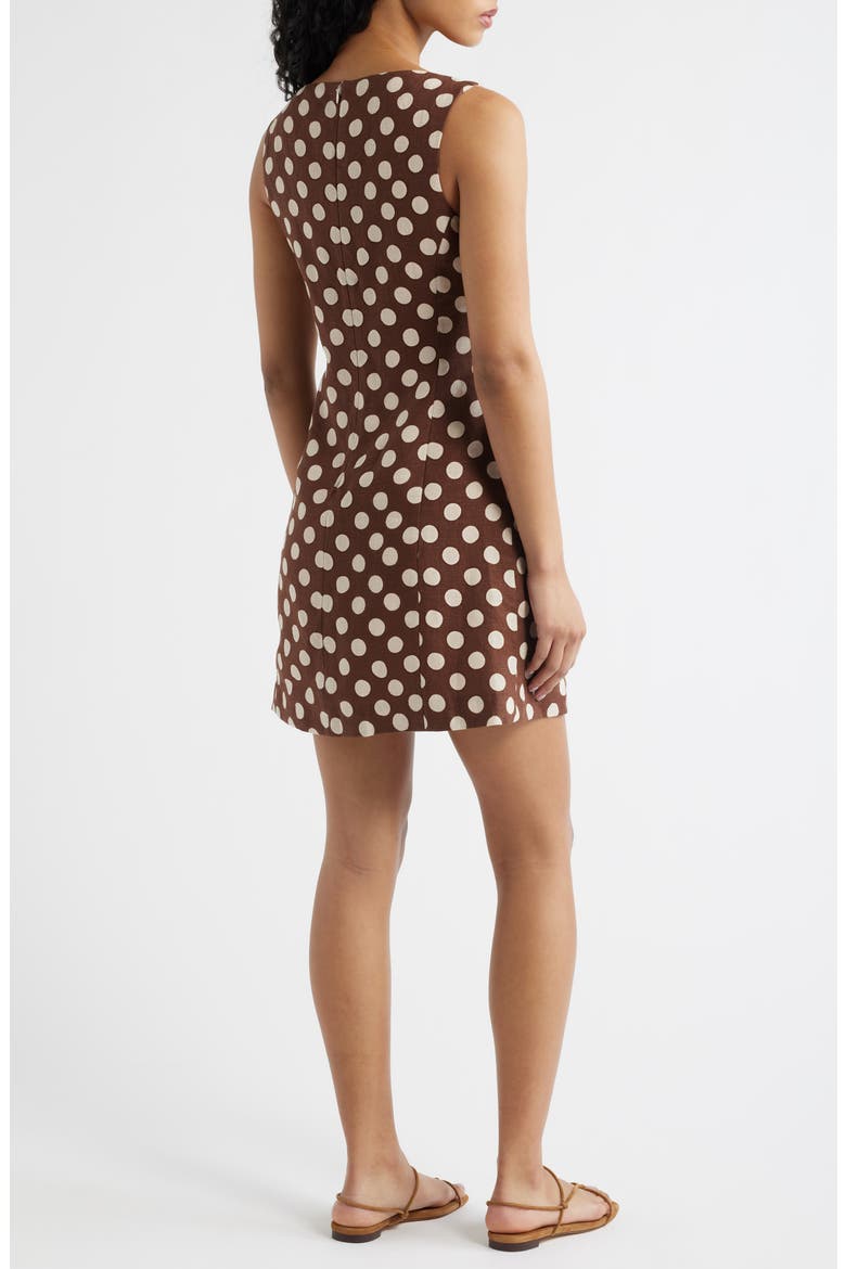 Lydie Polka Dot Linen Minidress, Alternate, color, CIOCCOLATO DOT