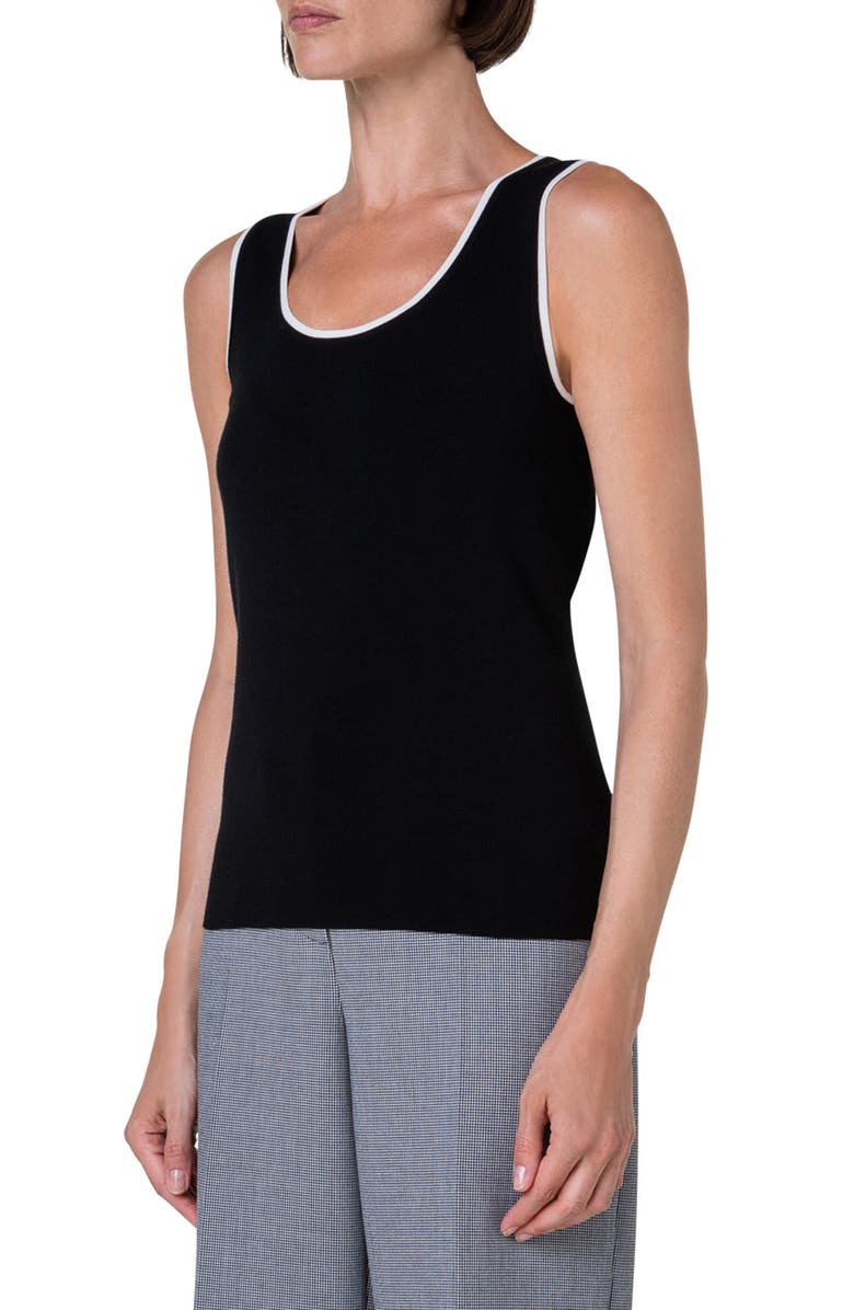 Akris punto Tipped Scoop Neck Tank, Alternate, color, 
