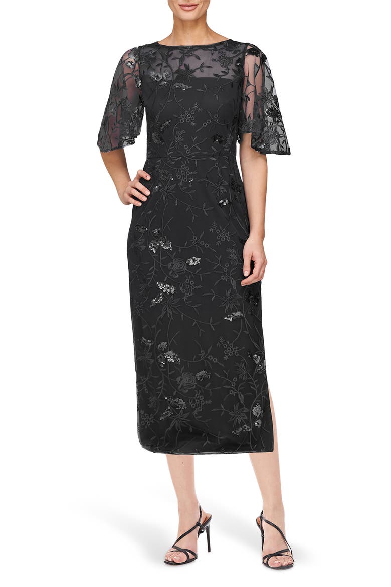 JS Collections Darla Sequin Floral Embroidery Cocktail Dress (Women)
