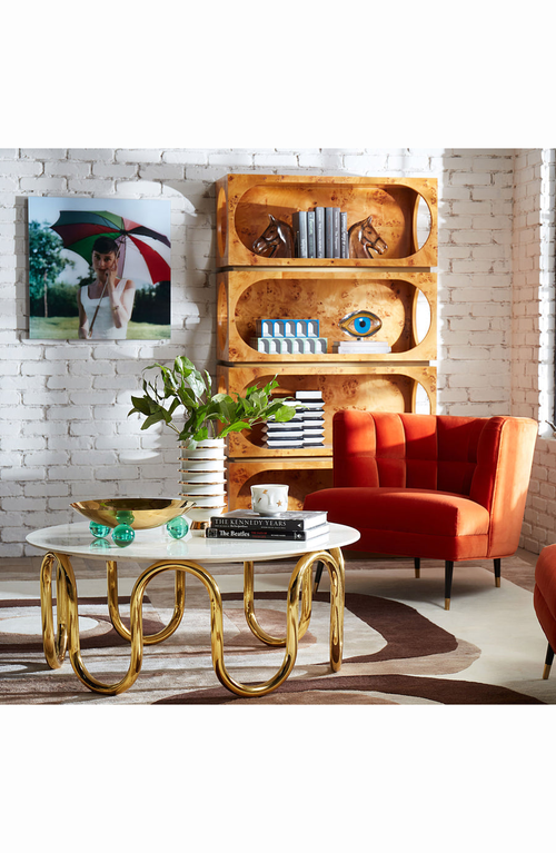 Jonathan Adler Globo Tripod Bowl In Gold/celadon