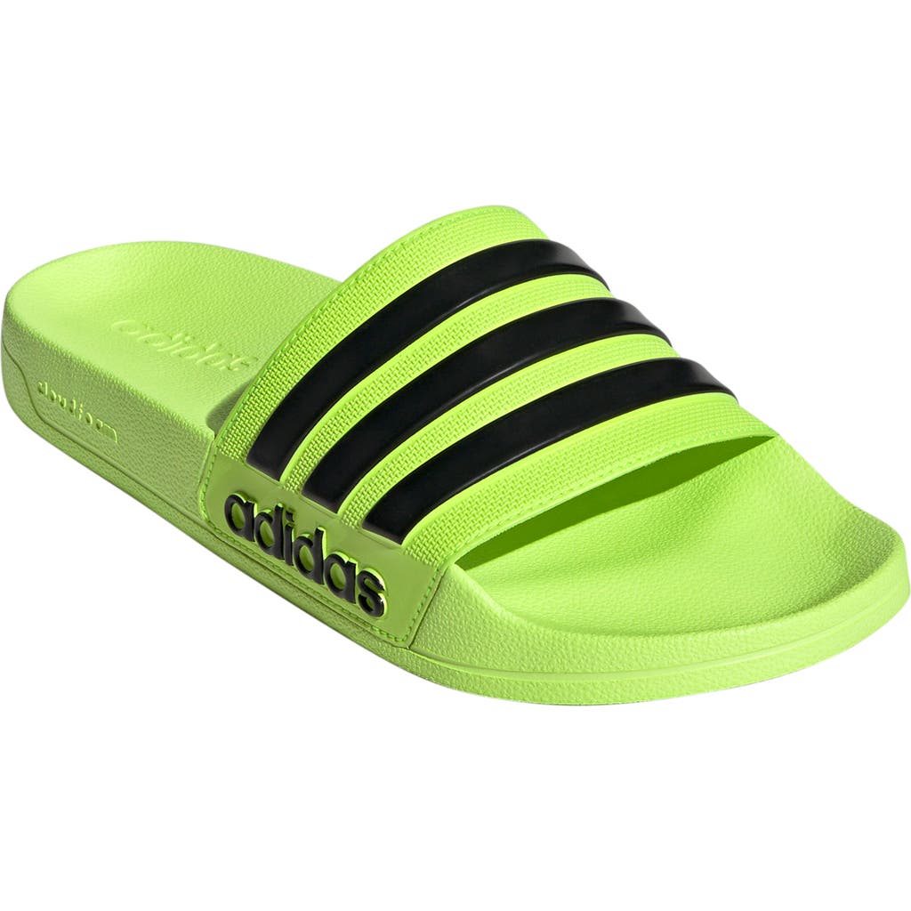 Adidas Originals Adidas Adilette Shower Slide Sandal In Lucid Lemon/core Black