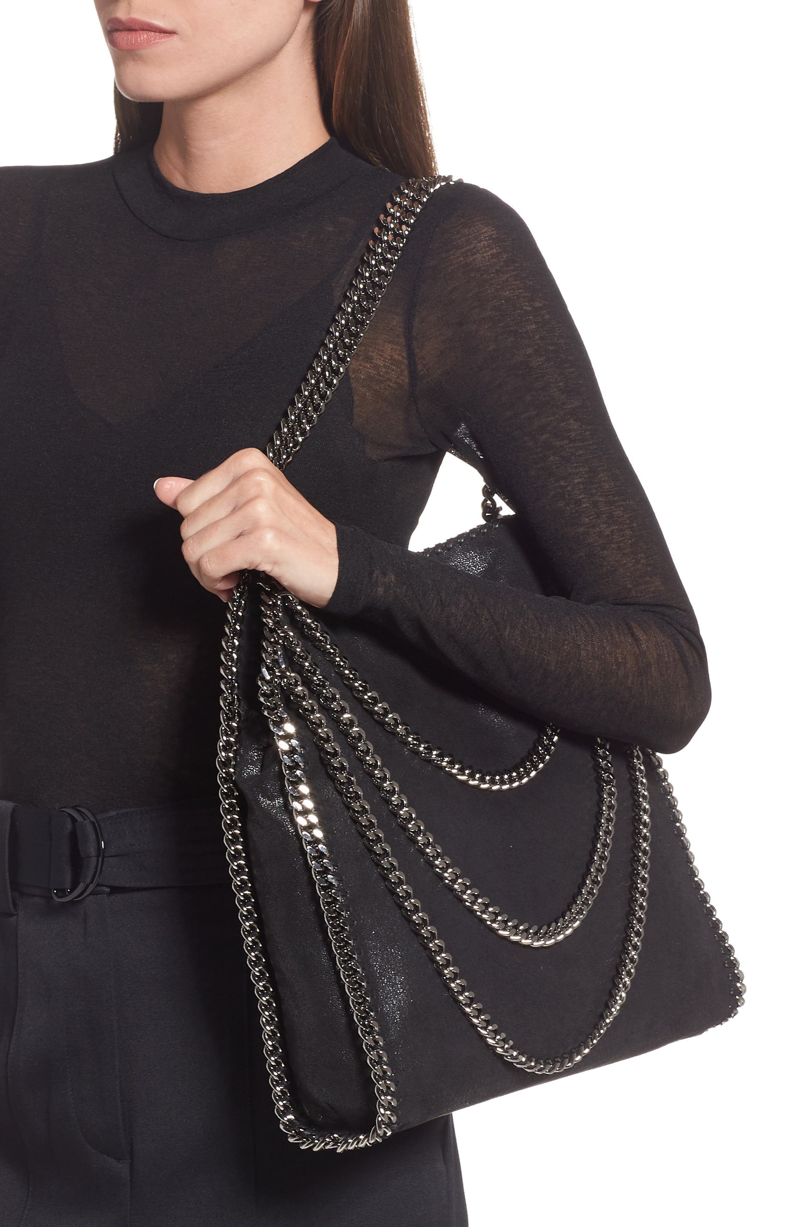 Stella McCartney Small Falabella Shaggy Deer Faux Leather Shoulder Bag, Alternate, color, 