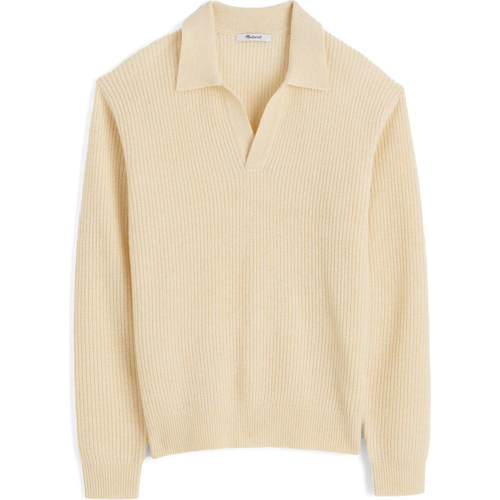 Madewell Johnny Collar Heritage Merino Wool Sweater In White