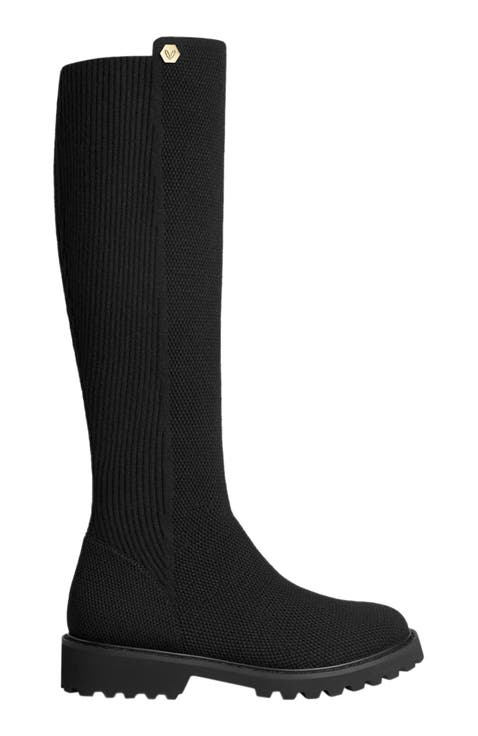 Round-Toe Stretchy Wool Knee-High Boots (Filipa)