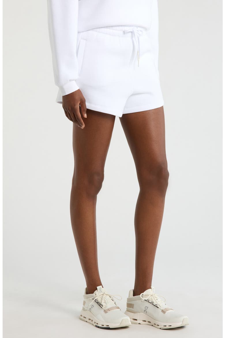 Luxe Fleece Sweat Shorts, Alternate, color, BRILLIANT WHITE