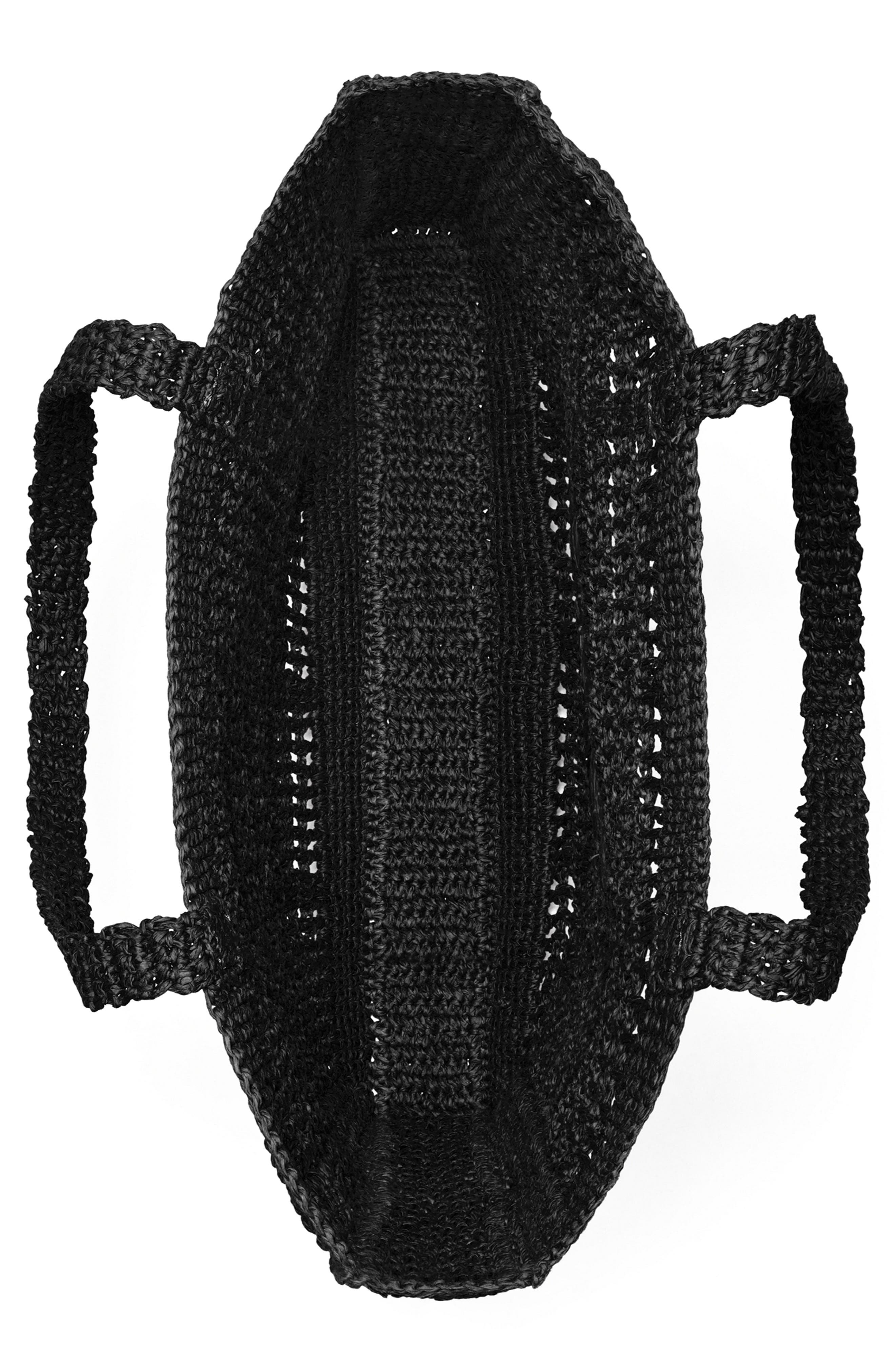 Tory Burch Ella Hand-Crocheted Tote, Alternate, color, Black