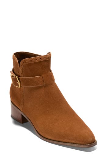 Cole Haan Norella Buckle Suede Boot In Brown